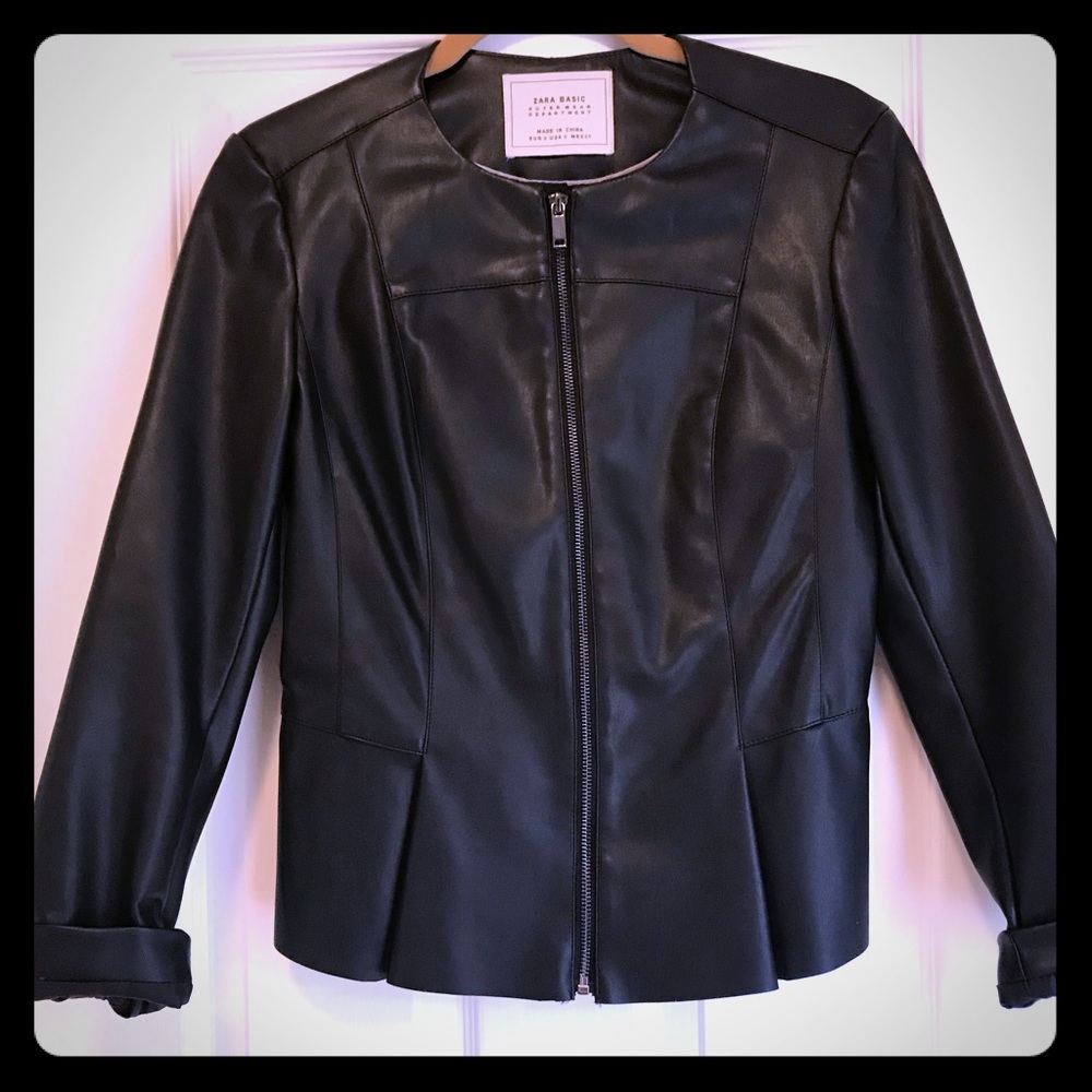 Zara peplum leather jacket